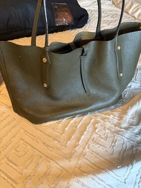 Annabel Ingall Olive Green Pebbled Leather Tote